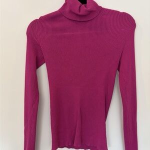 Babaton Fuchsia Ribbed Turtleneck Sweater